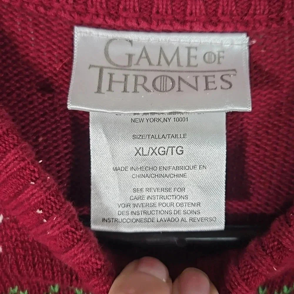 Game of Thrones Ugly Holiday Sweater Size XL Lanister, I Drink and I Know Things - Picture 3 of 4
